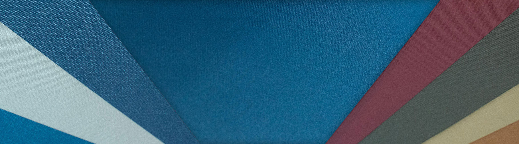 A collection of color samples; blues, wine, greens, yellows